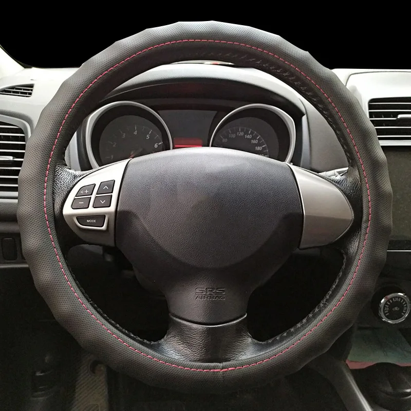 

Massage Car Steering Wheel Cover PU Leather Auto Breathable Steering-Wheel Case Interior Accessories Handle Cover Black 38CM