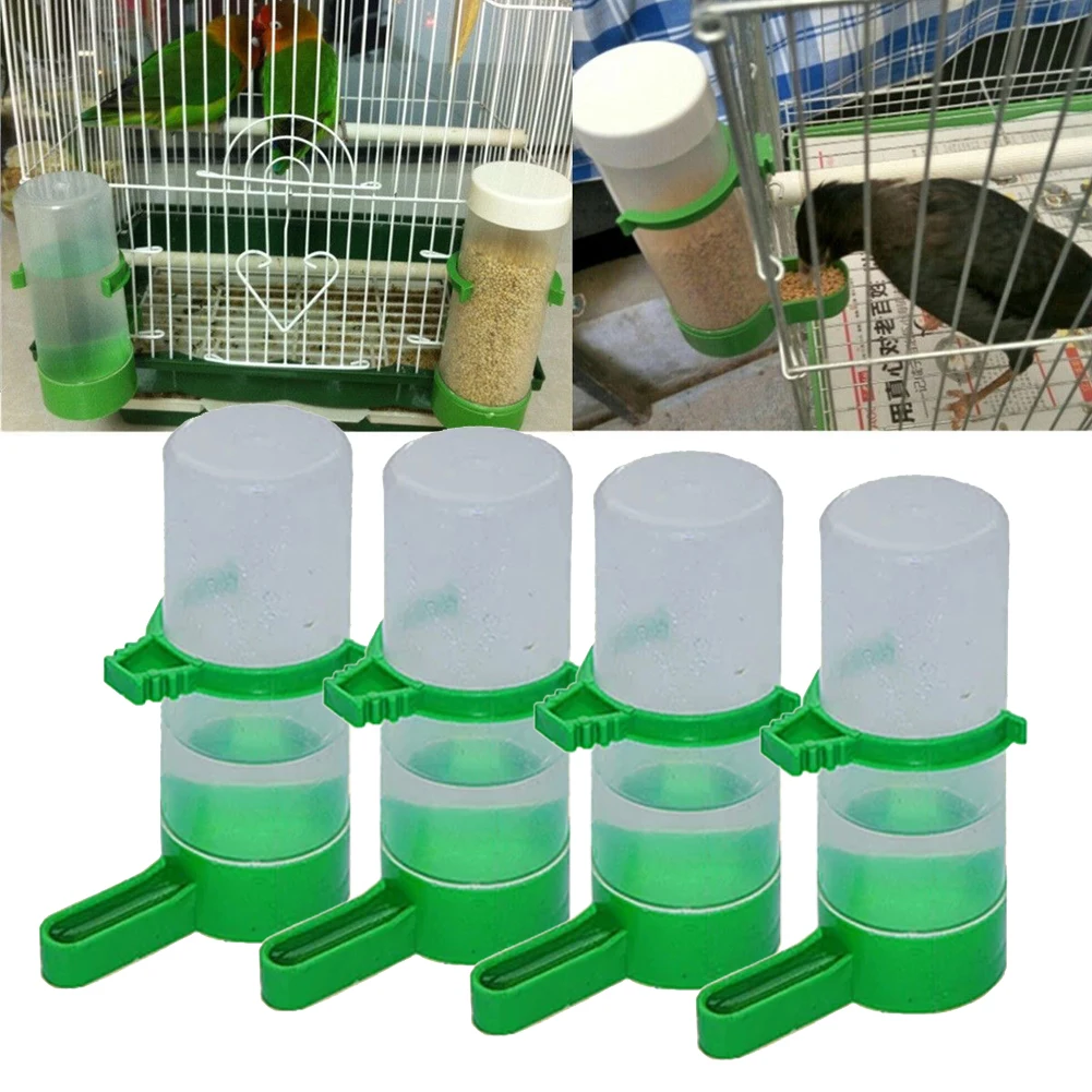 4pcs Aviary Birds Water Bottle Pet Feeder Waterer Clip Drinking Bowls