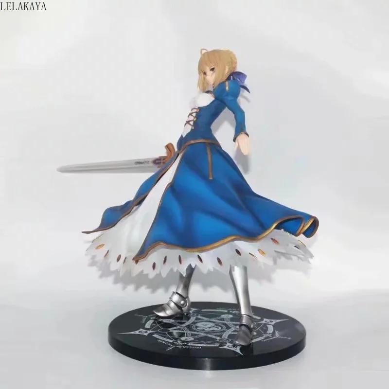 1 шт. японского аниме FGO Fate Stay Night Big Saber Altria Pendragon 41 см голубое платье Ver. 1/4 ПВХ фигурка модель игрушки подарок