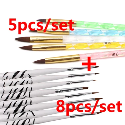 Style 10 1Set UV Gel Brushes Liner Painting Pen Acrylic Drawing Brush for Nails Manicure Cleaning Nail Brushes for Nail Art Tools - Цвет: Style 10