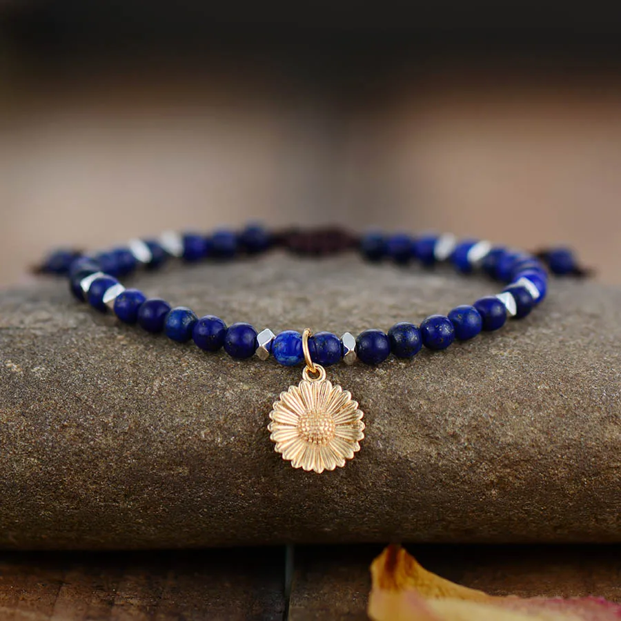 Женские очаровательные браслеты, натуральные камни, золотой кулон, браслеты дружбы, модные Йога, подарочные браслеты и ювелирные изделия - Окраска металла: Lapis Lazuli