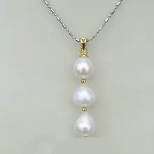 Великолепные 9x12 мм жемчужина Южных морей PENDANT925silver+ серебряные ожерелья
