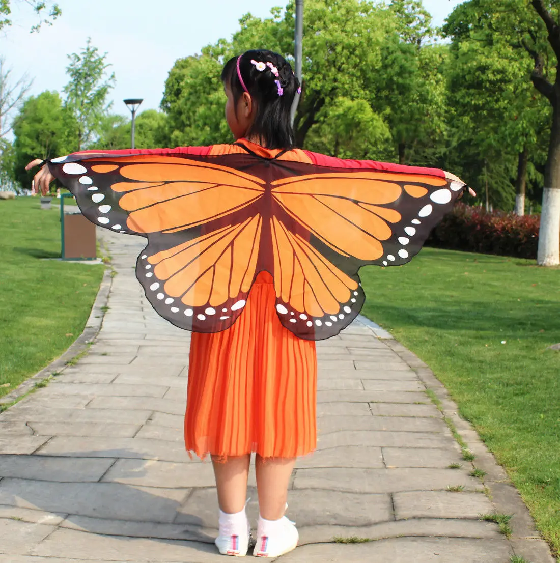Girls Kids Fairy Wings Butterfly Fancy Dress Up Costume Party Pretend Play Set