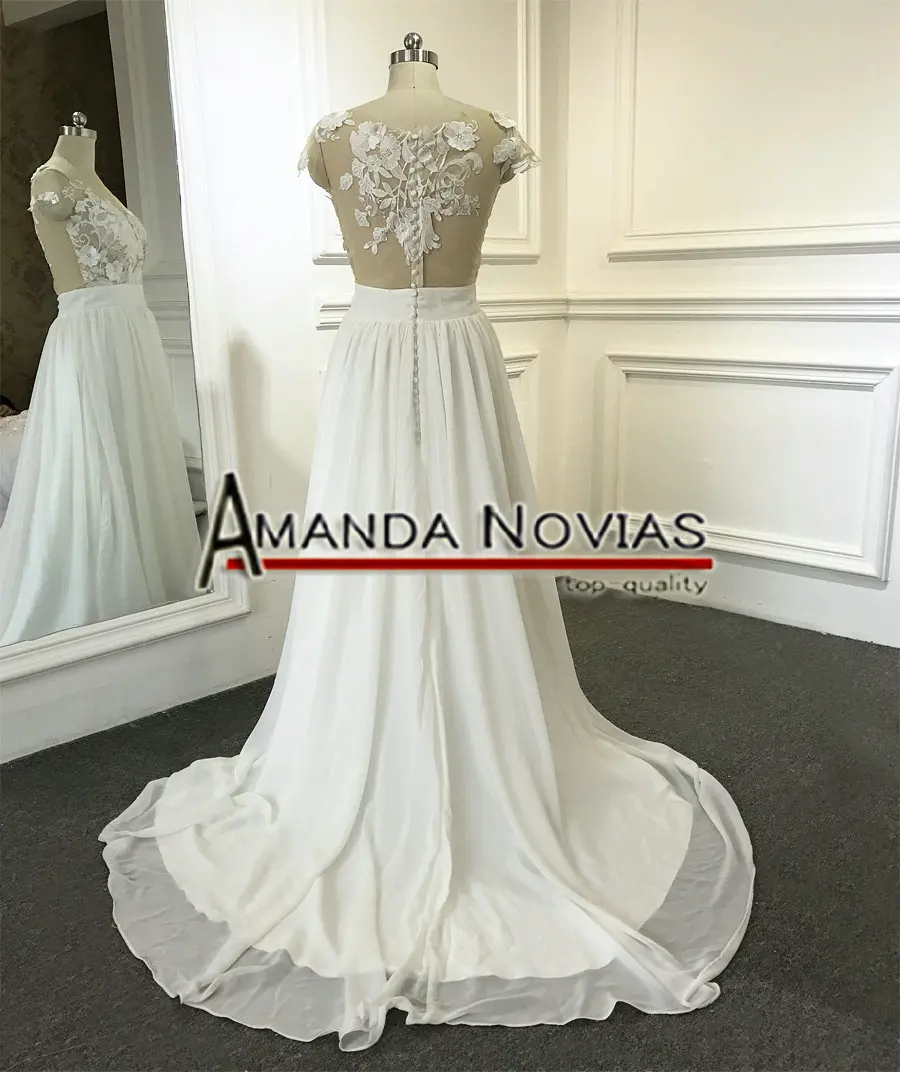 vestido de noiva простое и элегантное кружевное пляжное Свадебное Платье Amanda Novias реальные фотографии