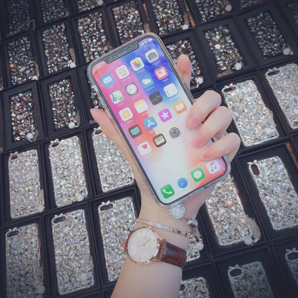 NYFundas для iphone 8 Plus 7 6 S X чехол со стразами противоударный большой камни бусины