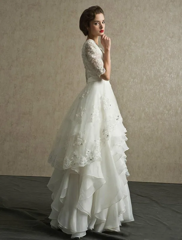 2019-vintage-wedding-dresses-half-sleeves-organza-appliques-floor-length-bridal-dresses-bandage-wedding-gowns-indian-muslim-bridal-gowns (4)_副本