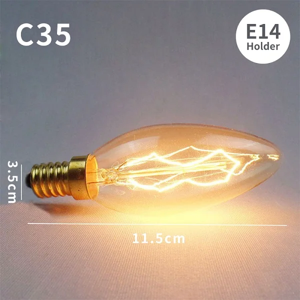 EL ретро Edison LED светильник лампочка E27 E14 40W 220V ST64 C35 G80 G95 T45 T30 T185 T10 A19 ST64 ампулы лампы Винтаж ламп Эдисона - Цвет: Spiral C35