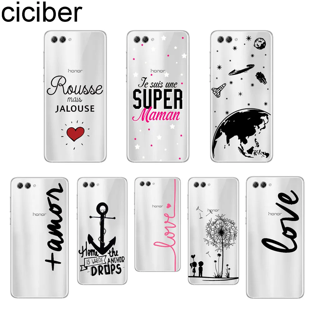 

ciciber Luxury text Print Dandelion Phone Case For Honor 7A 8X 8C 6X 9 10 Lite Pro Lite Play V10 Soft TPU Clear Back Cover Capa