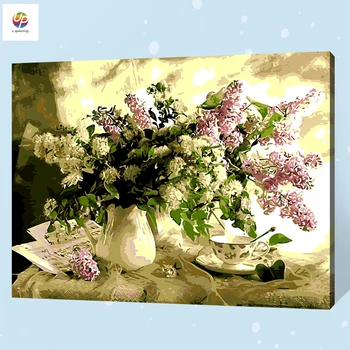 

Frameless Digital Oil Painting By Numbers Boom Lilac Vase Acrylic Paint Abstract Modern Wall Art Canvas Painting For Home Deco