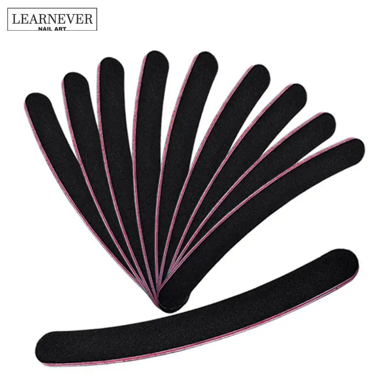 LEARNEVER 10pcs Double Sided Grit Curved Nail Files Tool Sanding For