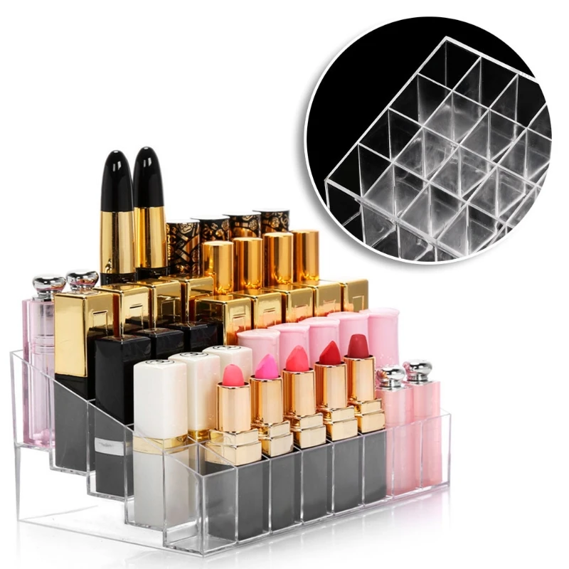 

Clear 24 Lipstick Storage Display Stand Rack Makeup Holder Cosmetic Organizer