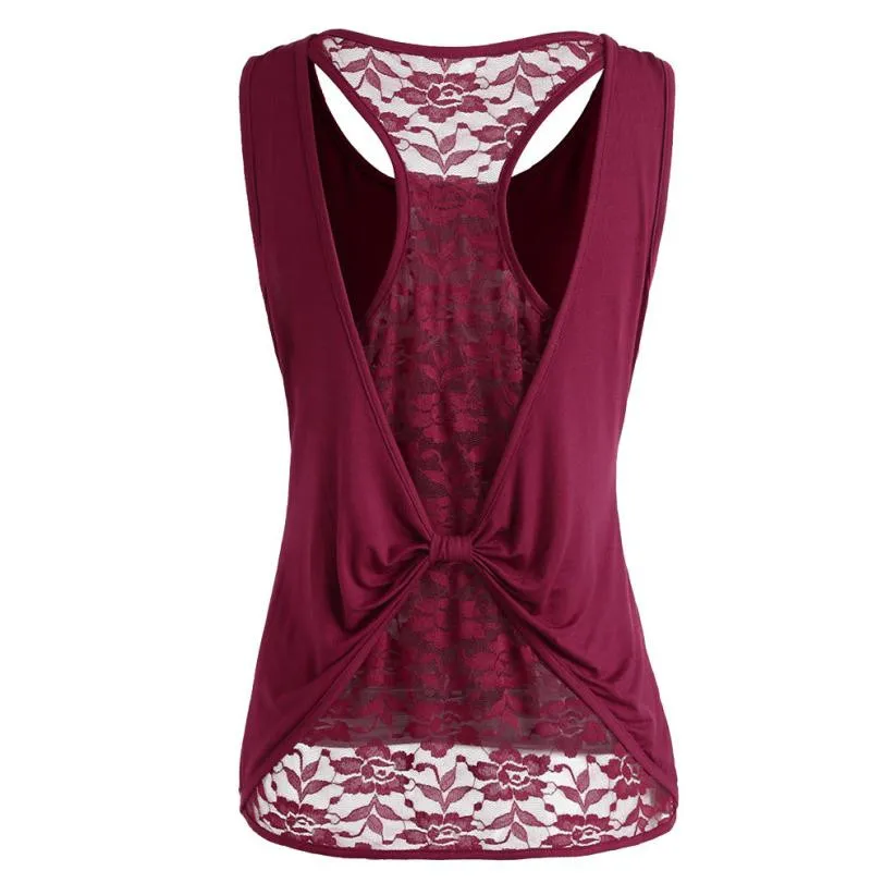 

Tank Top Women 2018 Lace Hollow Out Solid Black Green Wine Casual Fashion O-neck Women Tops Sexy Backless Female Vest Women 61