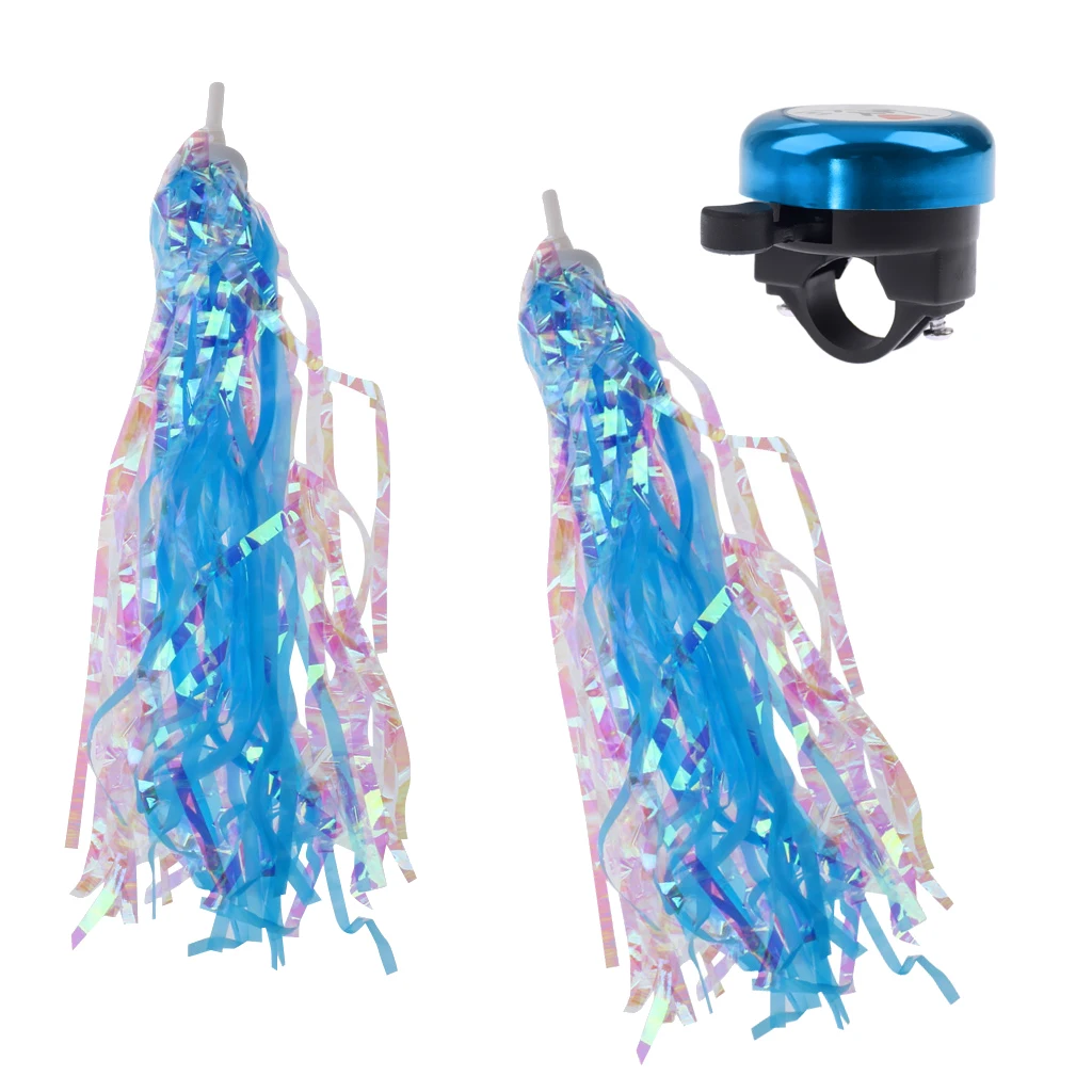 

2 Pcs Kids Children Bicycle Bike Tricycle Streamers Handlebar Grips Tassels for 22mm Handlebar + 1Pc Alloy Bicycle Bell