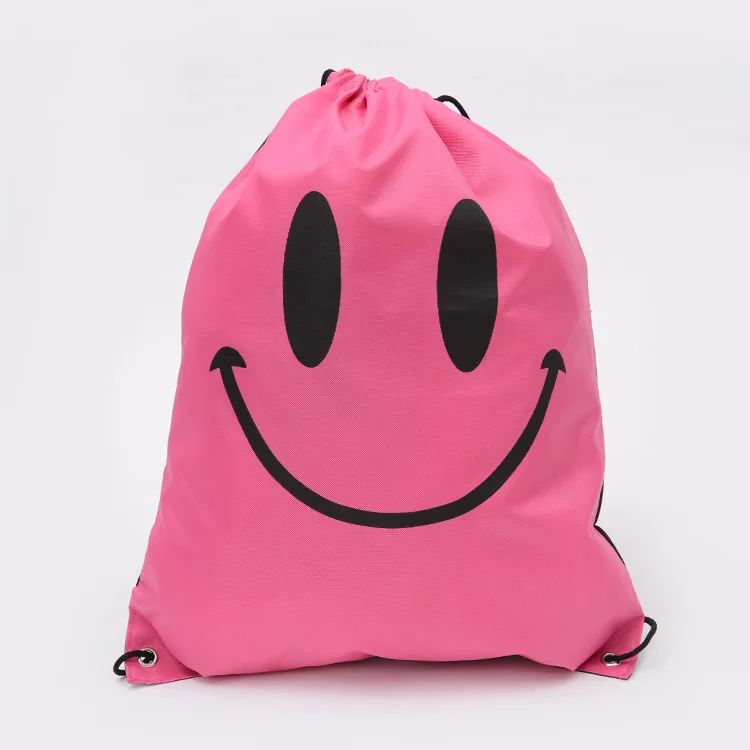 Мини-модные спортивные сумки со смайликом, уличная водонепроницаемая сумка, детские сумки для покупок, мини мешочки на шнурке для девочек и мальчиков, детский рюкзак - Цвет: Red smiley face
