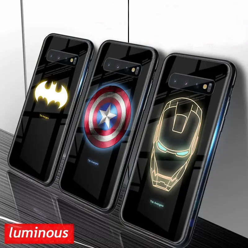 

Marvel Spiderman Case For Samsung Galaxy s10 plus s10 lite Luminous Glass Soft TPU Cover For Samsung s10 lite s10plus s 10 Cases
