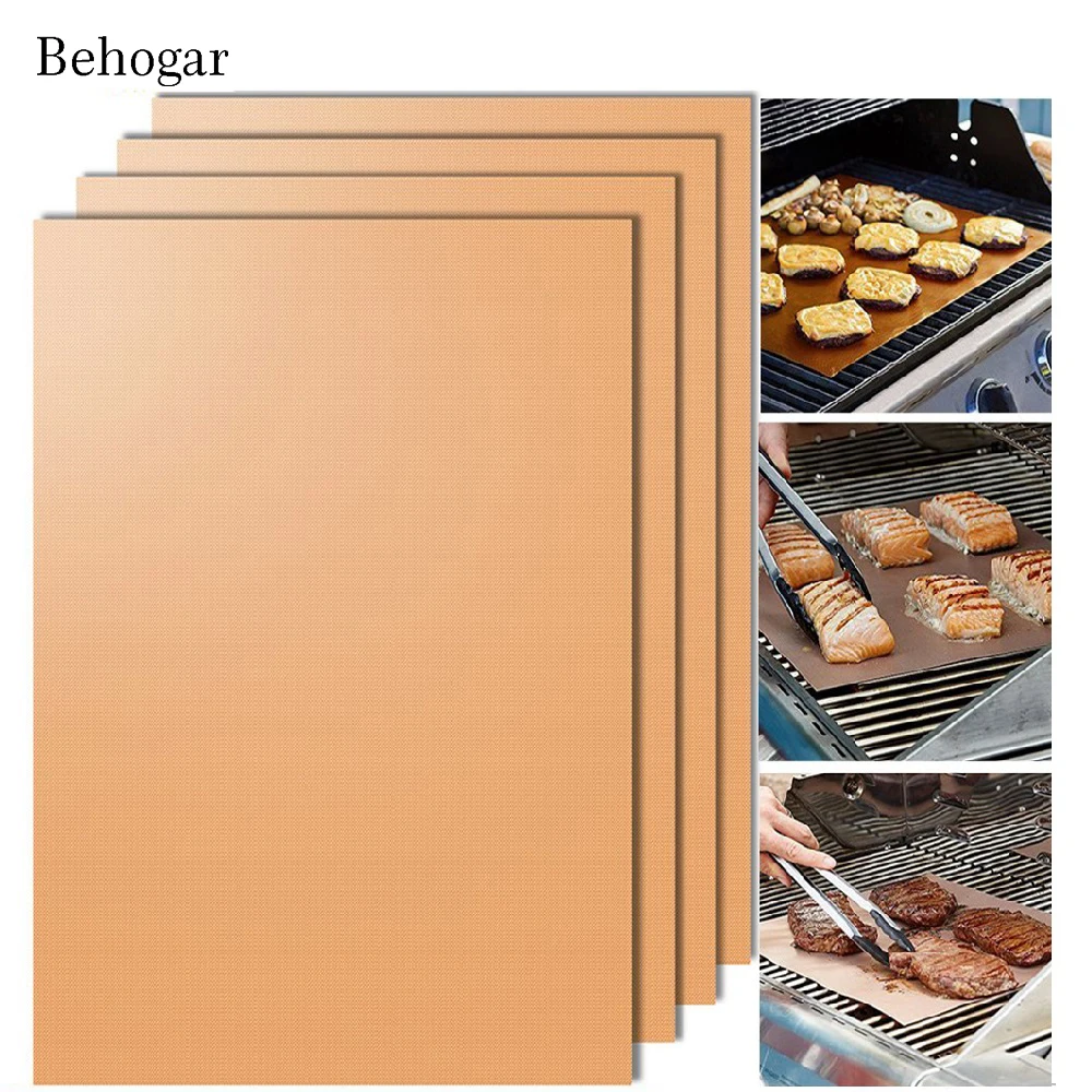 Behogar 2pcs Copper Chef BBQ Grill Bake Nonstick Baking High