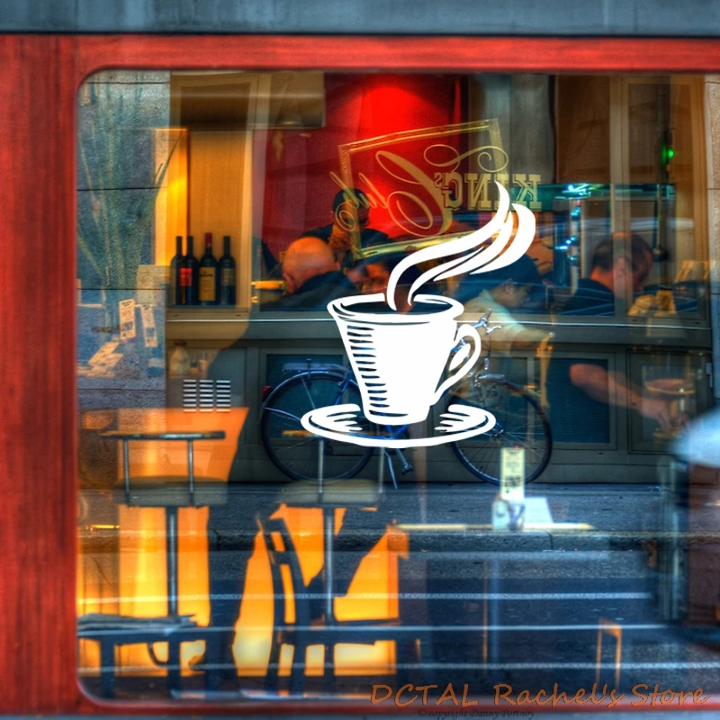 DCTAL Coffee Shop Sticker Dining Room Mug Cup Vinyl Wall For Window CAFE