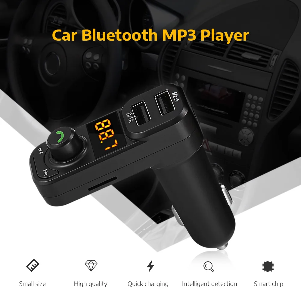 Автомобильный MP3-плеер Xiaomi, Bluetooth, fm-передатчик, громкая связь, вызов, автомобильный комплект, беспроводной адаптер с двумя usb-портами, Обнаружение напряжения