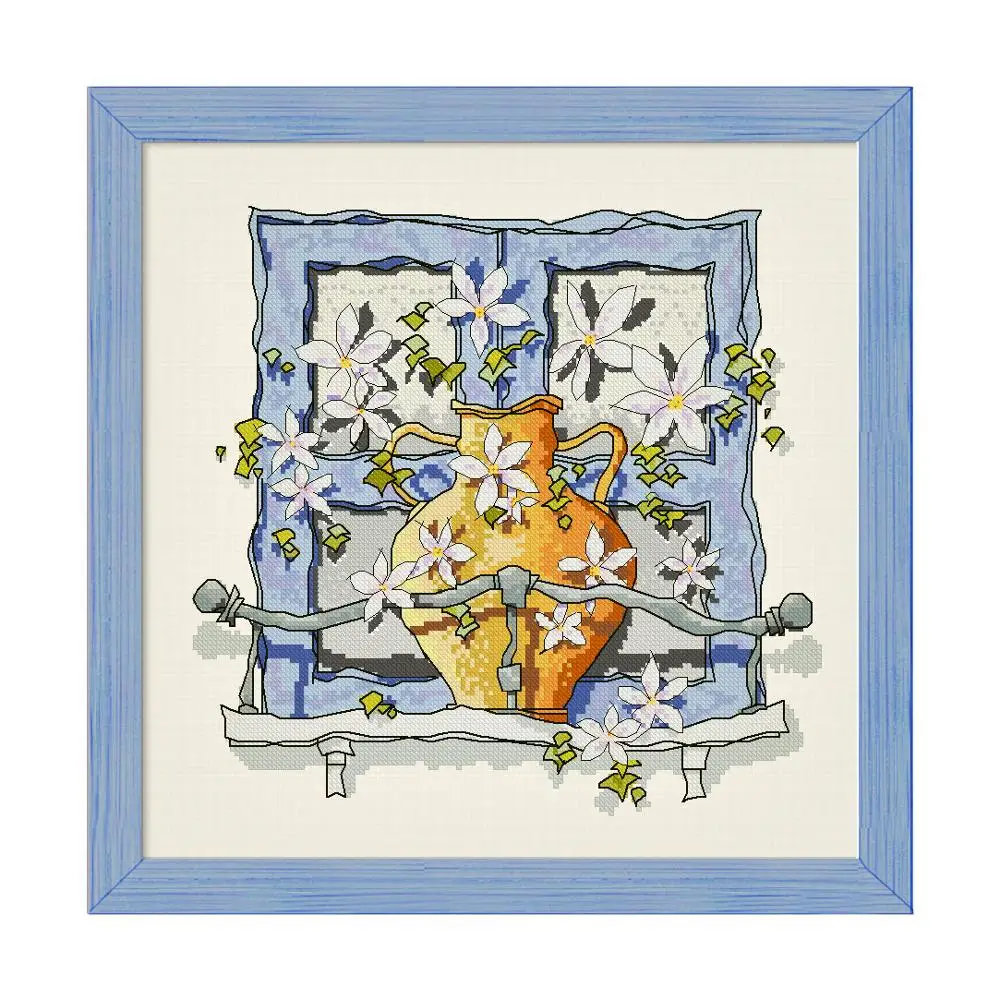 

Fishxx Cross Stitch B544 Milky White Embroidered Cloth Handmade Embroidery Abstract Cartoon Pattern