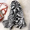 2024 Lovely Animal Leopard Zebra Pattern Silk Scarf Lady High Quality Print Shawls and Wraps Pashmina Stole Hijab Snood 180*90Cm 2