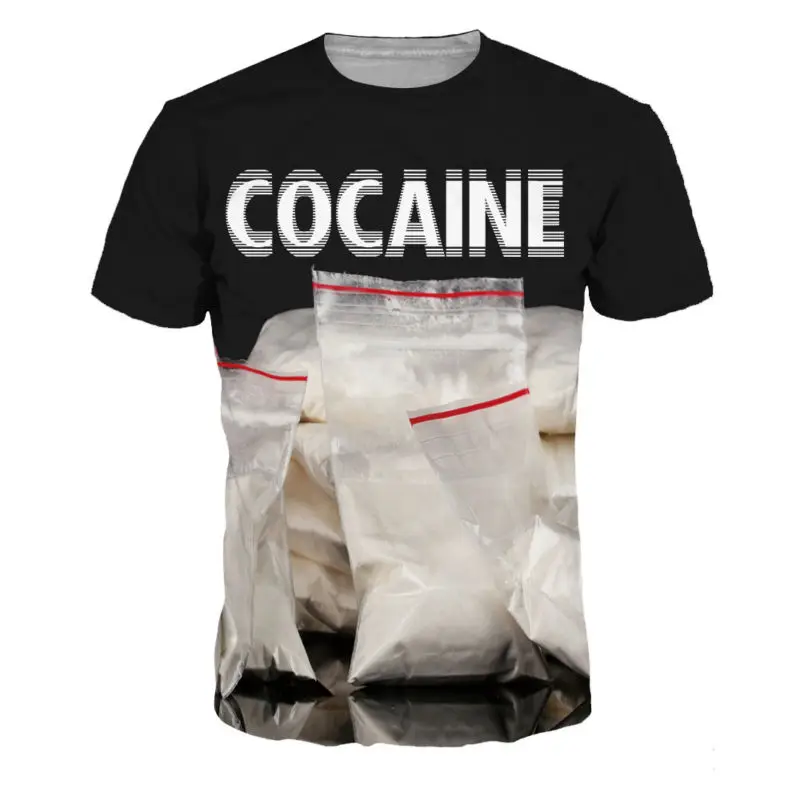 

New 3D T Shirt Men Women Fashion COCAINE Bag Printed Short Sleeve T-shirt Brand Slim Fit Elastic Tee Shirt Tshirt