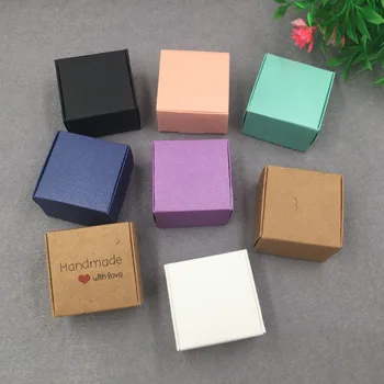 

30pcs/lot 4x4x2.5cm colourful Kraft Paper Jewelry Packing Small Gift Box For Handmade Soap Wedding Candy Gift box