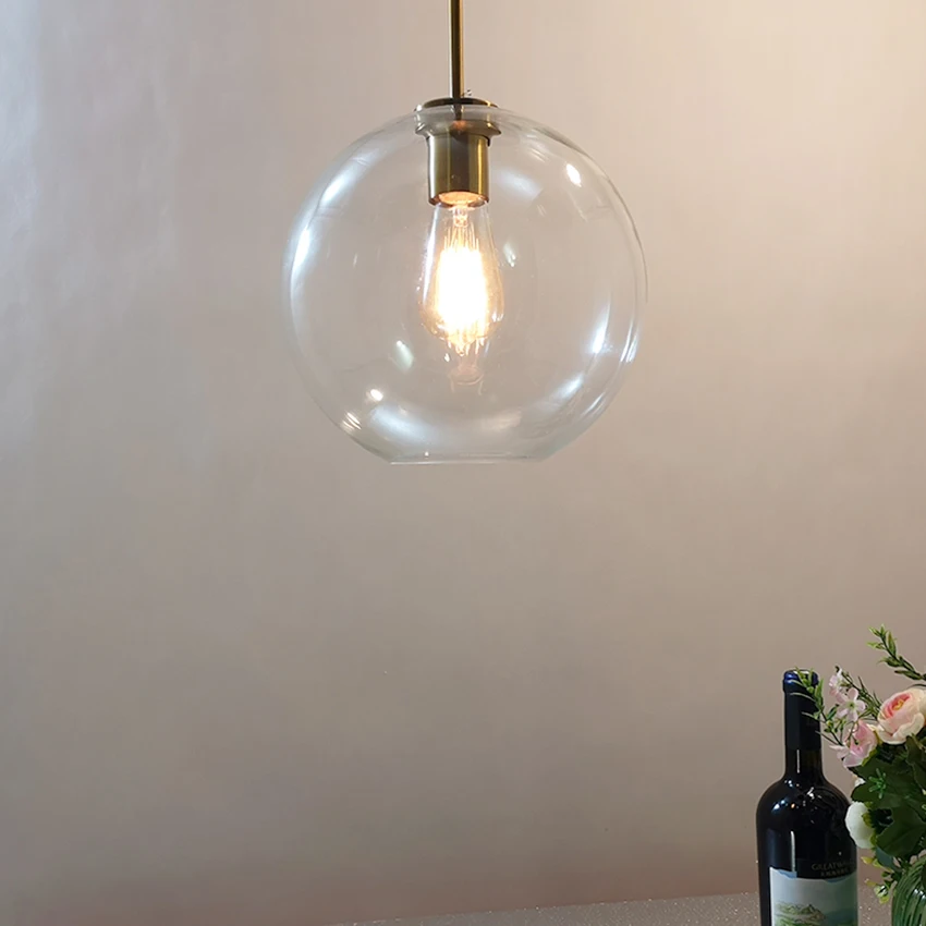  Modern glass pendant lamp blue amber brown glass ball creative hanging lights for dining room kitch - 32952283823