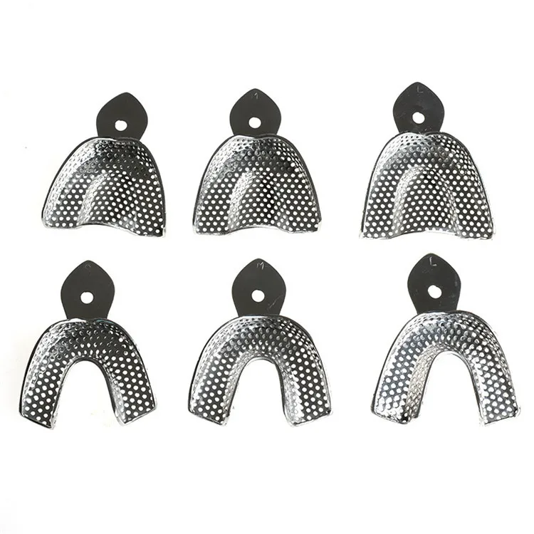 6pcs/set Dental Impression Tray Stainless Steel Autoclavable Denture
