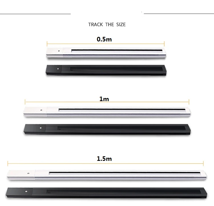 85-285Vac вход 2 линии дорожки, алюминиевая рейка для светодиодного трека, 50 см черный и белый рельс с I, L, T,+ разъемами