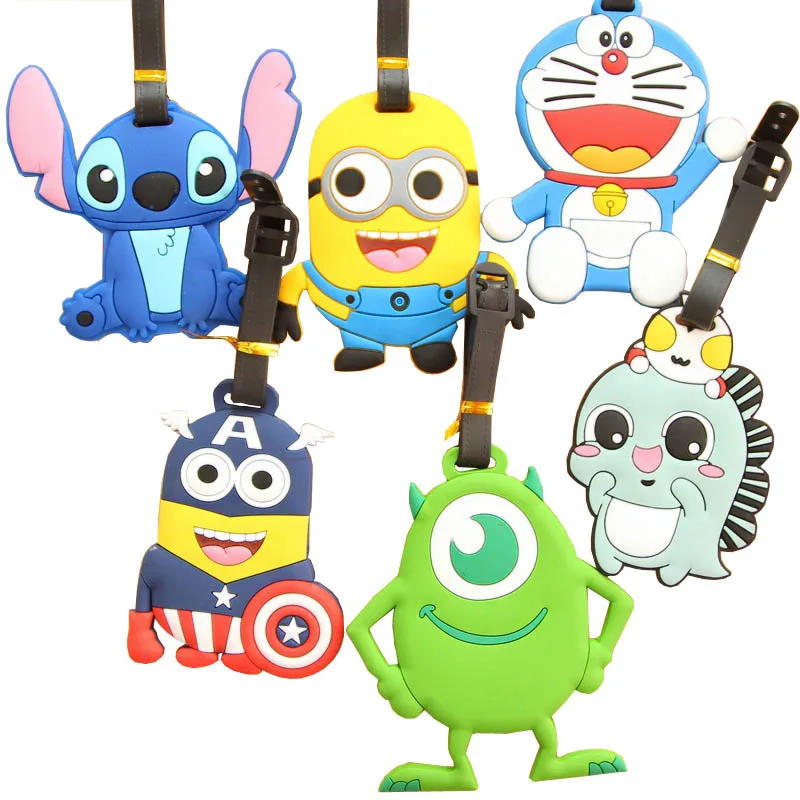Luggage Tags PVC New Kawaii Cartoon Silicone Luggage Tag Travel Accessoires Valises Suitcase Tag Women Men Organizer Essential