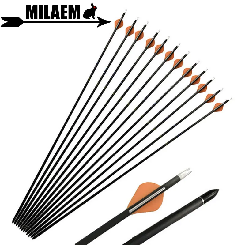 

6/12pcs 32.5inch Archery Pure Carbon Arrow Spine 400 ID 6.2mm Replace Arrow Point Compound Recurve Outdoor Shooting Accessories