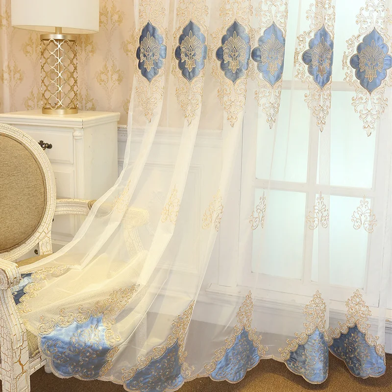 

2019 Modern Luxury Embroidered Sheer Voile Curtains Window Drapes for Living Room Door Bedroom Kitchen Tulle Windows Curtains