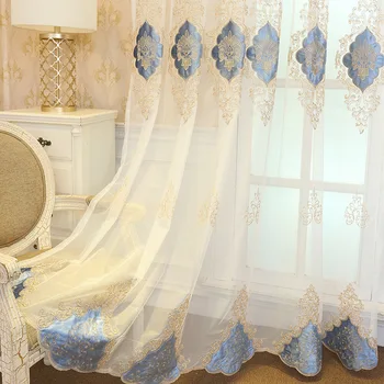 

2019 Modern Luxury Embroidered Sheer Voile Curtains Window Drapes for Living Room Door Bedroom Kitchen Tulle Windows Curtains