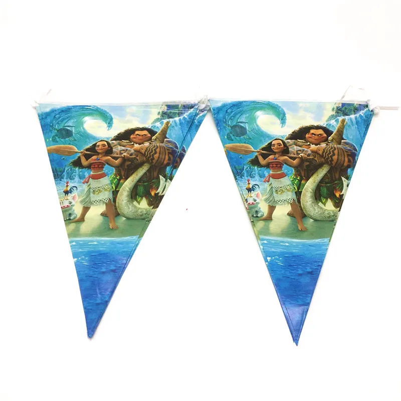 

Moana and Maui Theme Baby Birthday Party Cartoon Disposable Banners Party Flags Child kids Girl Boy Birthday Party Flag Supplies