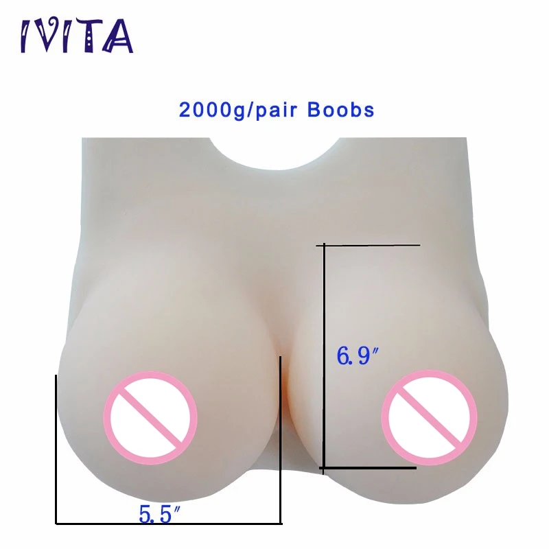 IVITA 2000 г белая силиконовая форма груди s имитация для Shemale искусственная мягкая на
