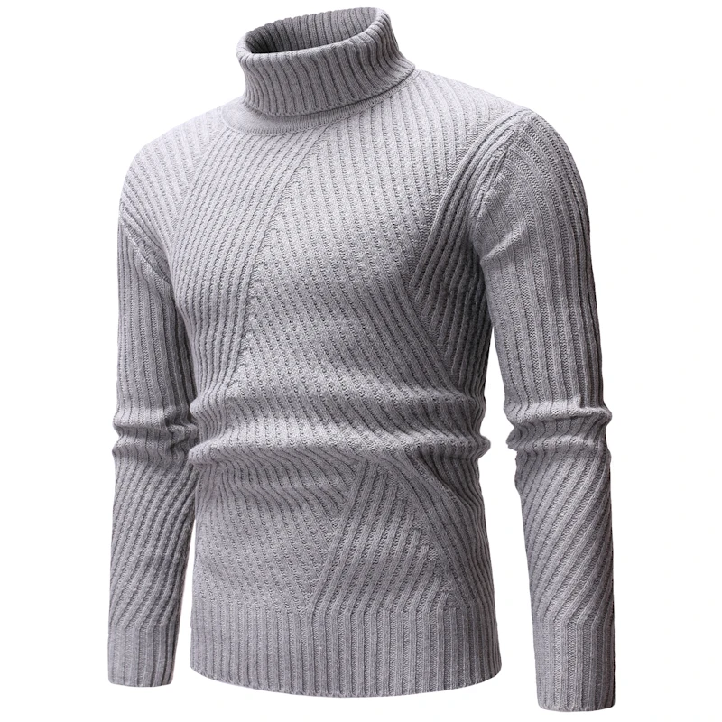 50% OFF 2019 Autumn Winter Men's Sweater Men'S Turtleneck Solid Color Casual Sweater Men Slim Fit Brand Knitted Pullovers Men Clothes