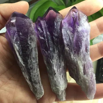 

Healing Skeletal Crystal 3 pieces Dark Purple Amethyst Magic Wand Rough Specimen High Quality Wicca Materials Feng shui Stone