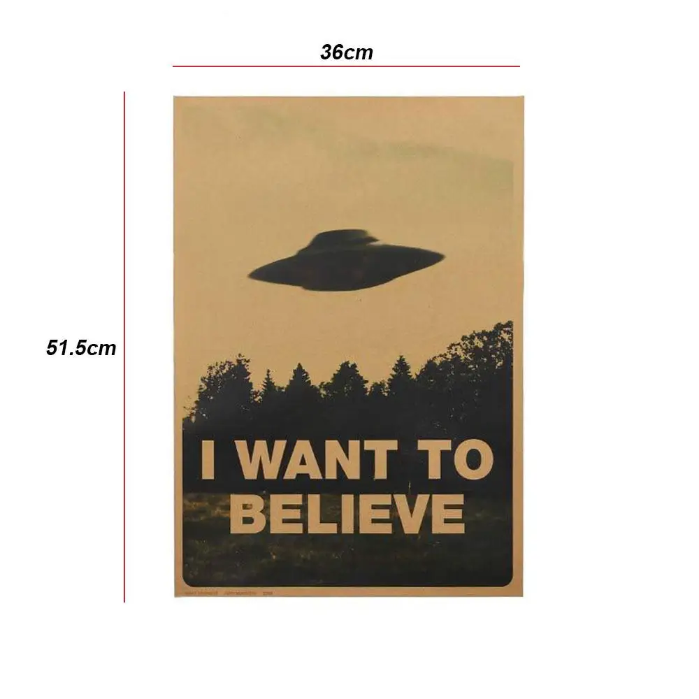 

Paster Retro Room "I Want To Believe" Ornament Files Pattern Paper Art Poster Office Home