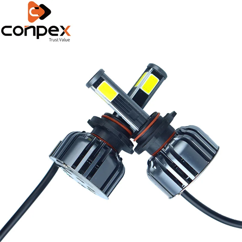 

New 2pcs Car Headlight Bulbs LED 3200Lm H4 H7 LED Canbus Car Lights Two Ways Vortex Air Cooling System Four Sided LED Lamp Beads
