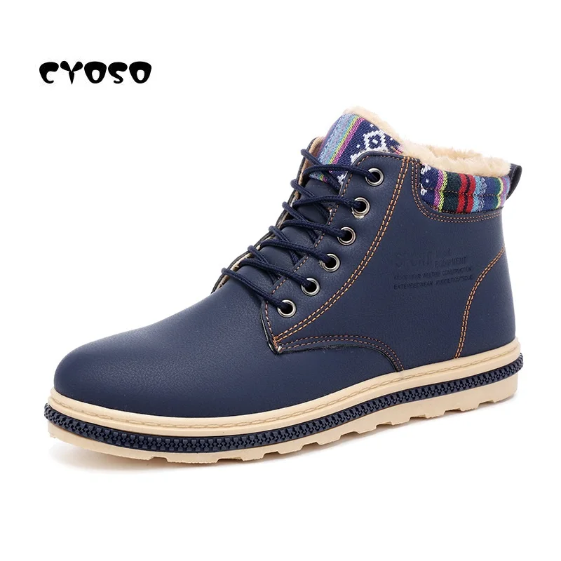 

CYOSO Snow Boots Men Fashion Motorcycle Martin Boots Winter Shoes Men Casual Botas Oxfords Shoes