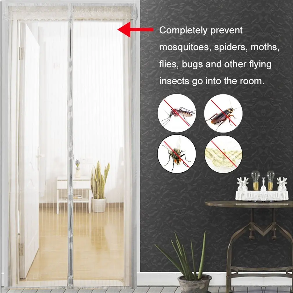 

Summer Anti Mosquito Insect Fly Bug Curtains Black/White Magnetic Net Automatic Closing Door Screen Kitchen Curtain