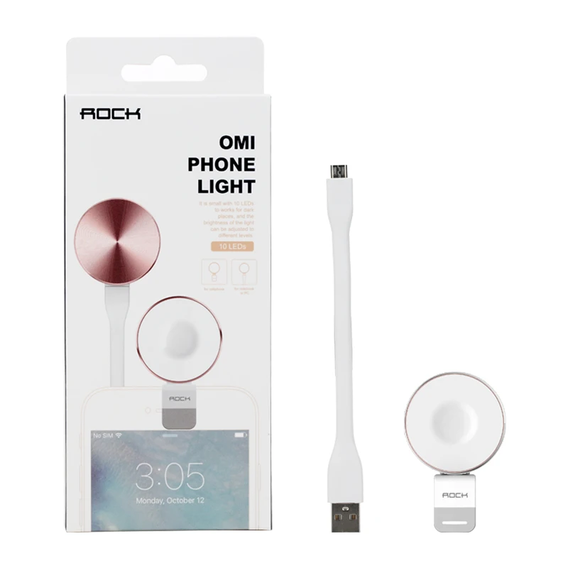 ROCK OMI мобильный телефон светодиодный светильник вспышка светильник для iPhone 7 8 Plus XS Max для samsung S9 S10 Plus светодиодный светильник s металл