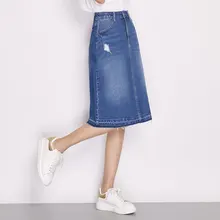 Новое поступление размера плюс Модная Джинсовая юбка Повседневная Женская длинная юбка Осенняя Женская юбка для L-6XL