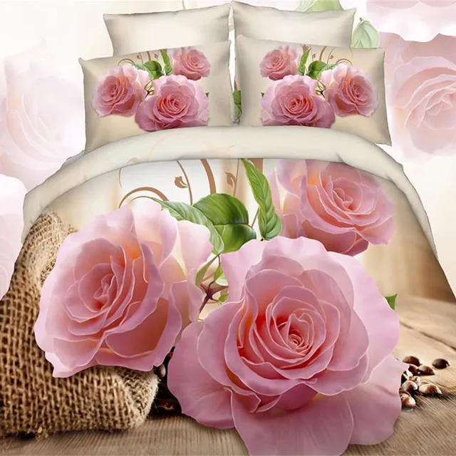 Pink Flower Rose S Bedding Set Queen Size Cotton Fabric Bed Pink Flower Rose S Bedding Set Queen Size Cotton Fabric Bed Sheets Duvet Cover Pillowcase
