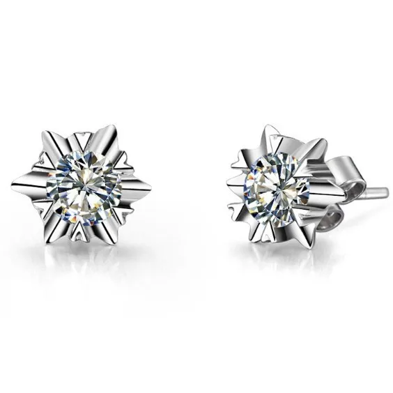 Серебряные серьги Снежинка 2CT высокое качество имитировать diamond Серьги шпильки для Для женщин свадебные Серьги платиновым покрытием