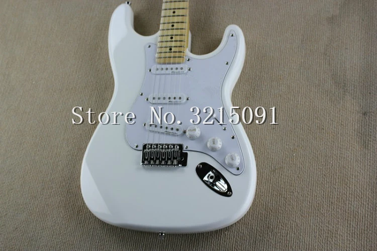 

Factory store white stratocaster signature 6 string Chrome Hardware Electric Guitar