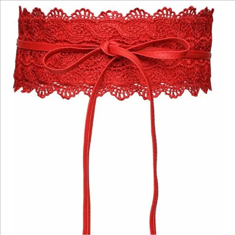 Модные женские широкий эластичный корсет пояса Пояс для платья стрейч обёрточная Пряжка Cinch - Цвет: Красный