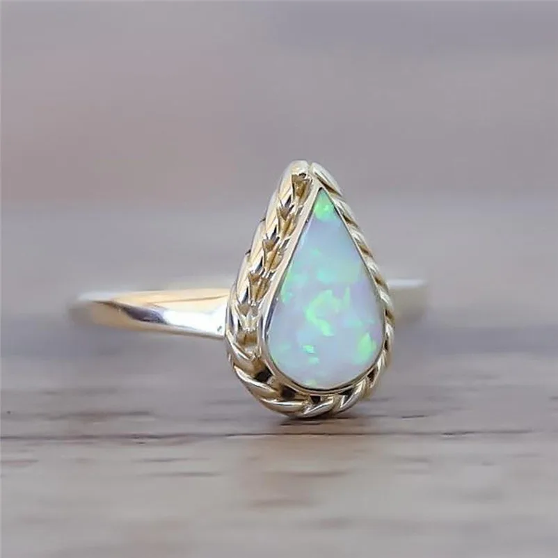 2018 New Arrival Design Natural Gemstone Fire Opal Ring Wedding Engagement Fashion Rings for women Ring Set Anneau Y11#N (3)