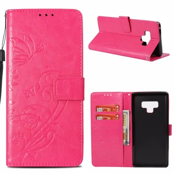 

Butterfly Flower Leather Case For Samsung Galaxy Note 9 Wallet PU Leather Phone Cases Note 9 Coque Cell Phone Back Cover
