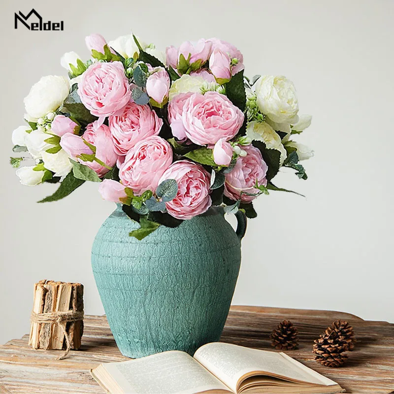 wedding bouquet silk peonies flowers  (12)